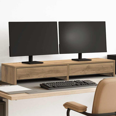 Vidaxl monitorstandaard met lades 100x27x15 cm hout artisanaal eiken