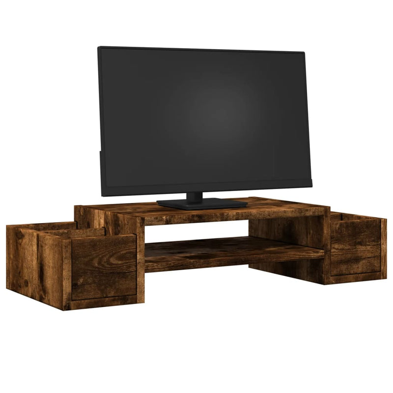 Load image into Gallery viewer, Vidaxl monitorstandaard opbergruimte 70x27x15 cm hout gerookt eiken
