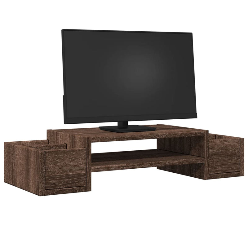 Load image into Gallery viewer, Vidaxl monitorstandaard met opbergruimte 70x27x15 cm hout bruin eiken
