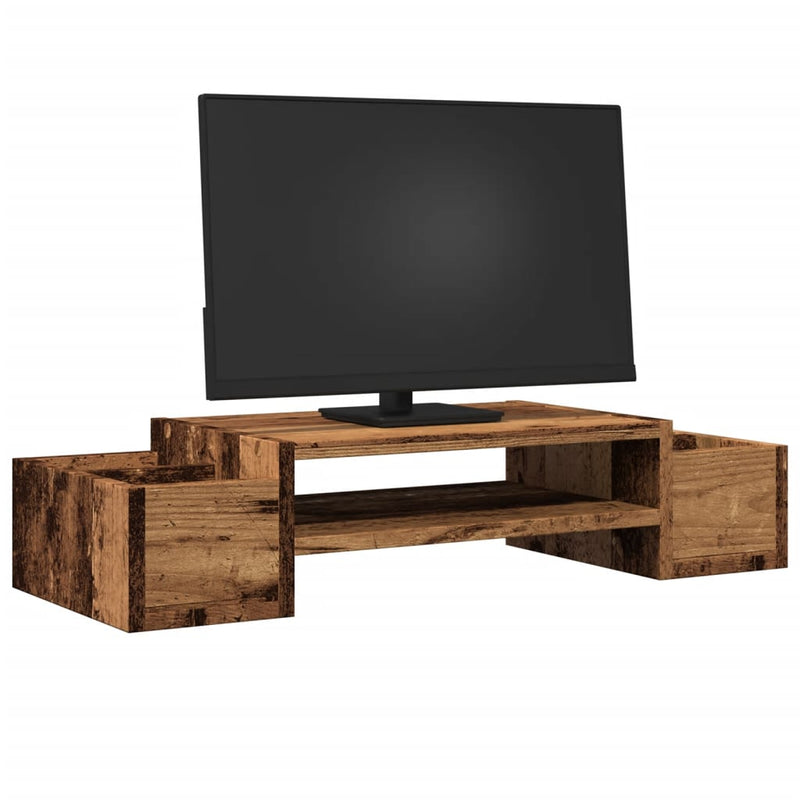 Chargez l'image dans la visionneuse de la galerie, Vidaxl monitorstandaard met opbergruimte 70x27x15 cm hout oud hout
