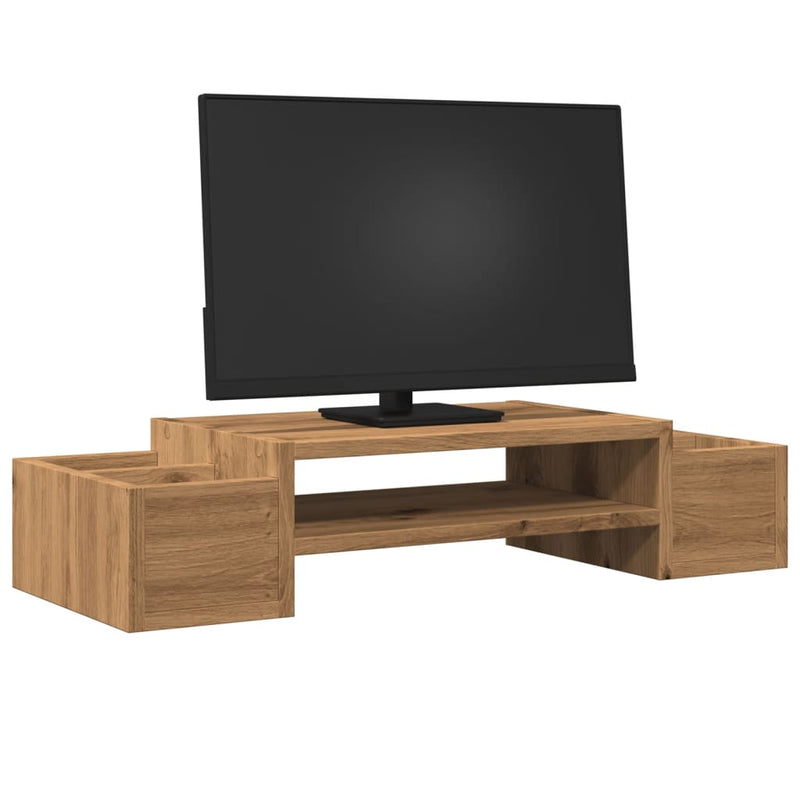Load image into Gallery viewer, Vidaxl monitorstandaard opbergruimte 70x27x15 cm hout artisanaal eiken
