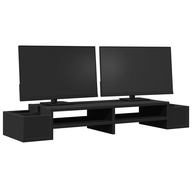 Load image into Gallery viewer, Vidaxl monitorstandaard met opbergruimte 100x27x15 cm hout zwart
