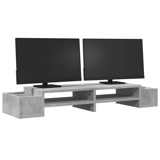 Vidaxl monitorstandaard met opbergruimte 100x27x15 cm hout betongrijs