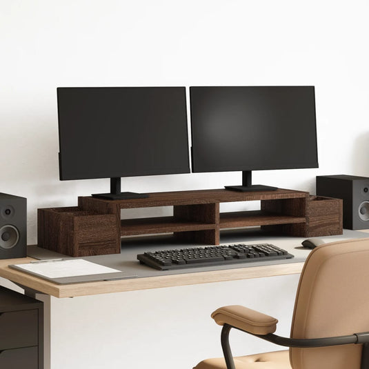 Vidaxl monitorstandaard met opbergruimte 100x27x15 cm hout bruin eiken