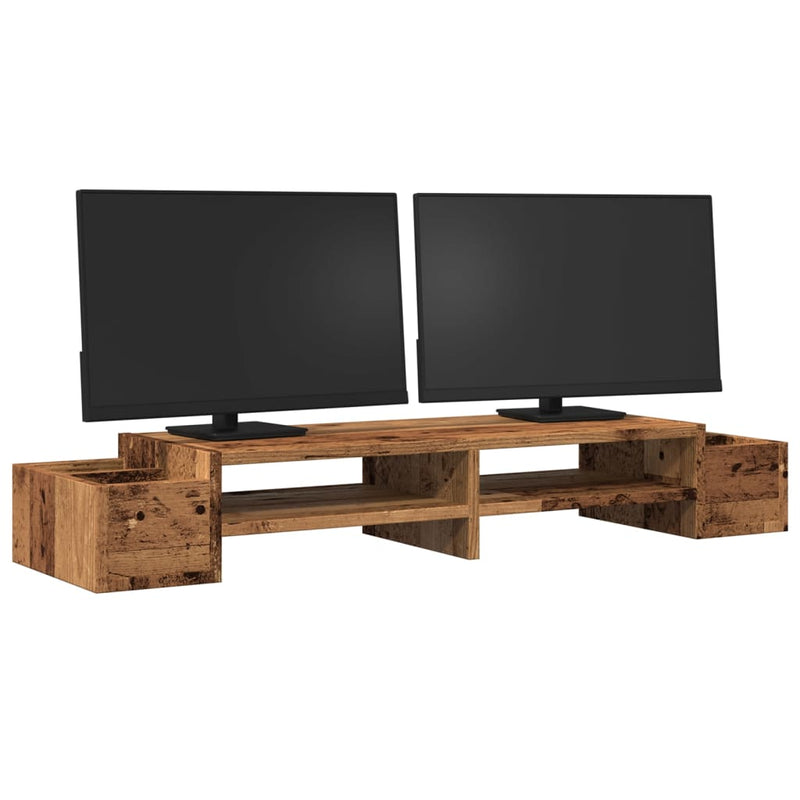 Load image into Gallery viewer, Vidaxl monitorstandaard met opbergruimte 100x27x15 cm hout oud hout
