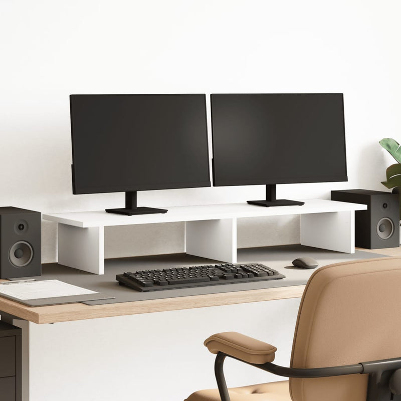 Load image into Gallery viewer, Vidaxl monitorstandaard 100x27x15 cm bewerkt hout wit
