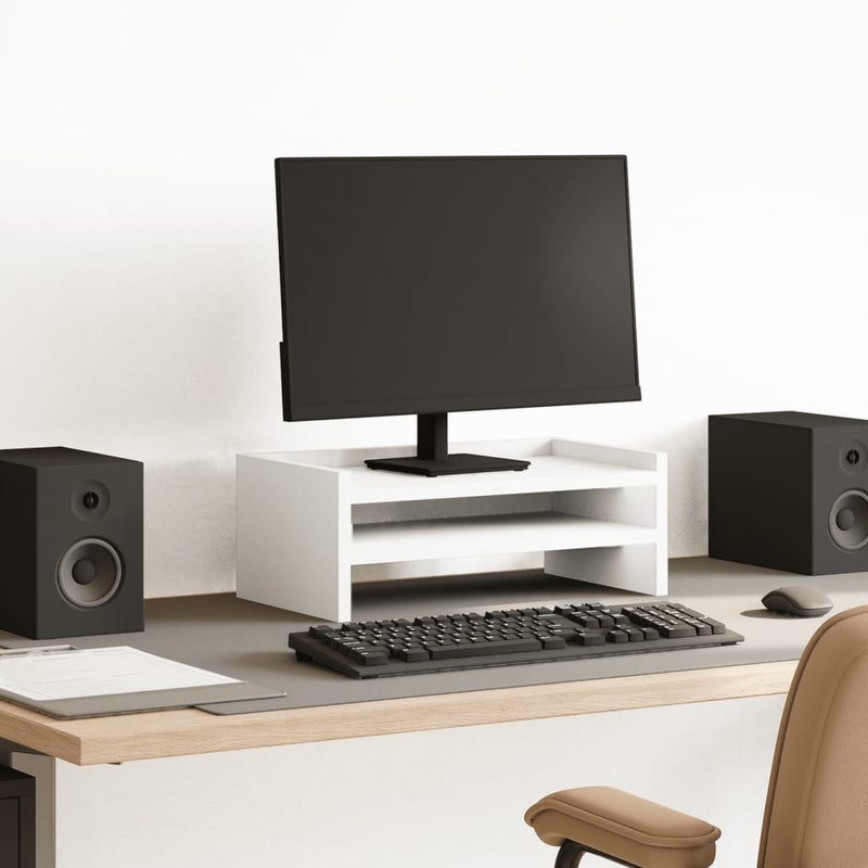Load image into Gallery viewer, Vidaxl monitorstandaard 42x24x16 cm bewerkt hout wit

