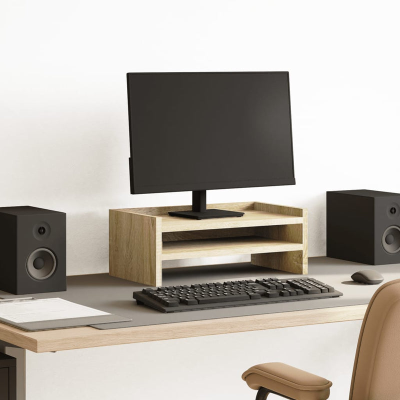 Load image into Gallery viewer, Vidaxl monitorstandaard 42x24x16 cm bewerkt hout sonoma eikenkleurig
