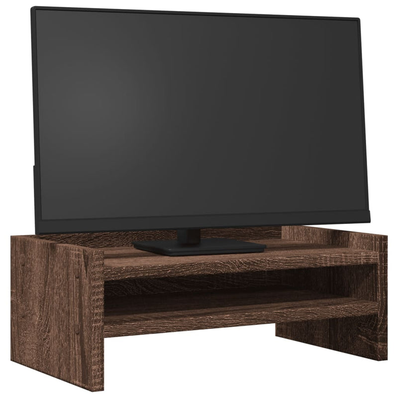 Load image into Gallery viewer, Vidaxl monitorstandaard 42x24x16 cm bewerkt hout bruin eikenkleurig
