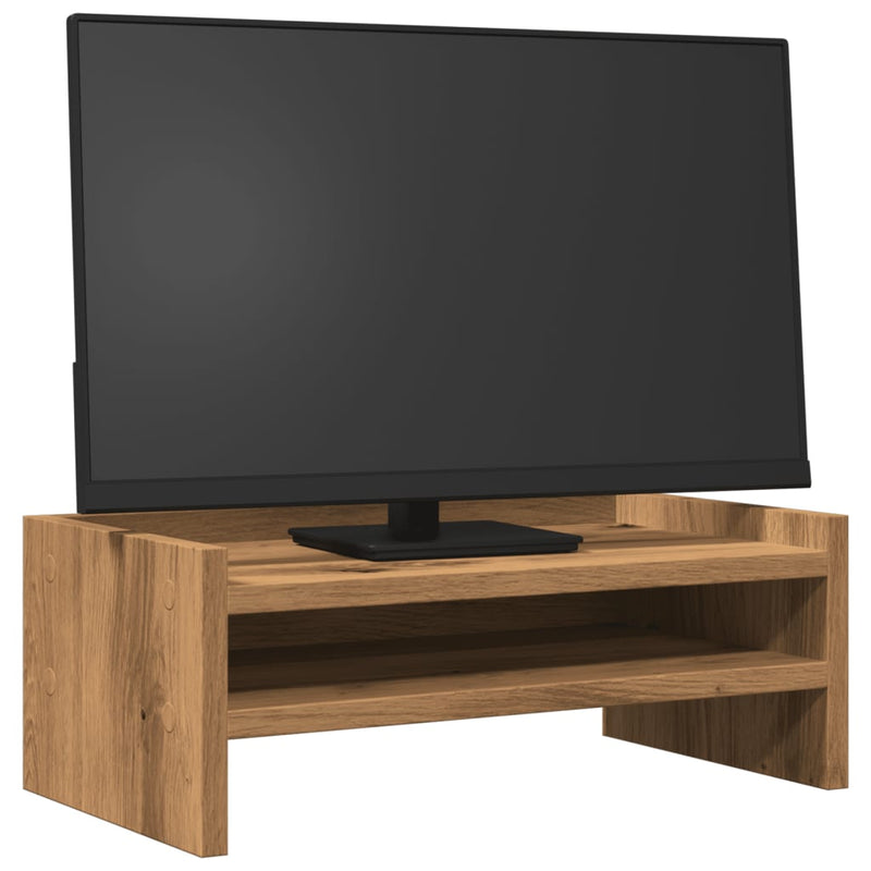 Load image into Gallery viewer, Vidaxl monitorstandaard 42x24x16 cm bewerkt hout artisanaal eikenkleur
