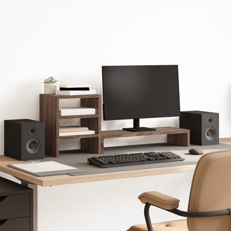 Load image into Gallery viewer, Vidaxl monitorstandaard met bureau-organizer bewerkt hout bruin eiken
