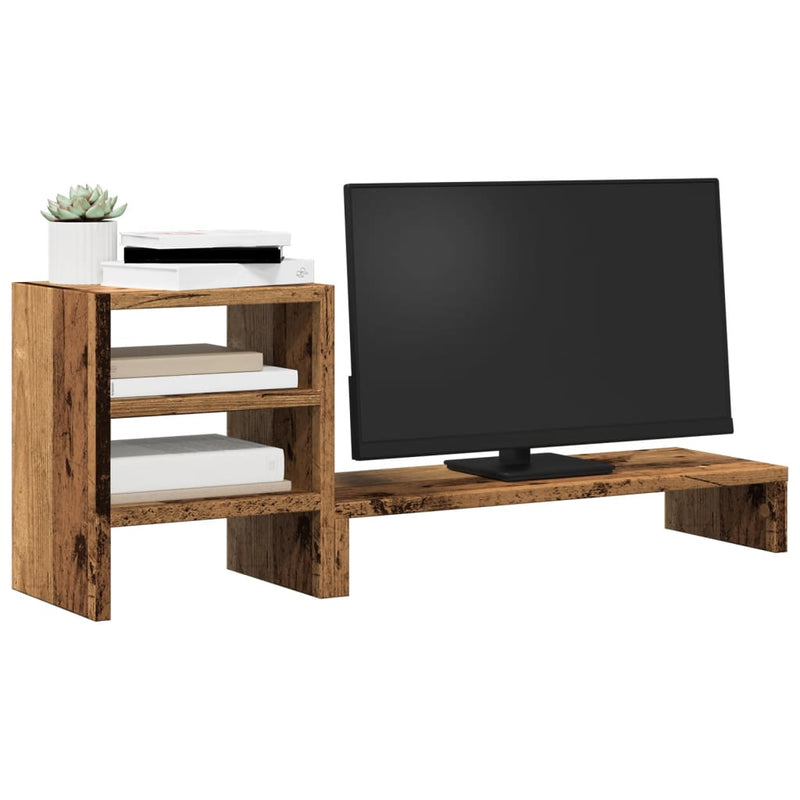 Load image into Gallery viewer, Vidaxl monitorstandaard met bureau-organizer hout oud houtkleurig
