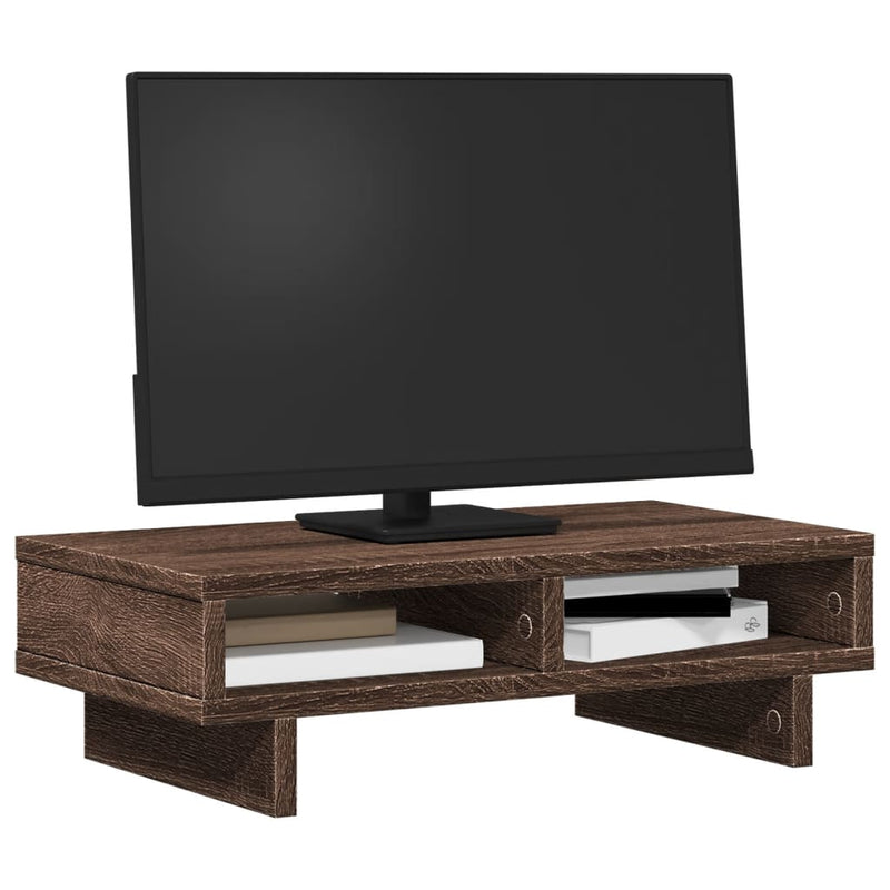 Load image into Gallery viewer, Vidaxl monitorstandaard 50x27x15 cm bewerkt hout bruin eikenkleurig
