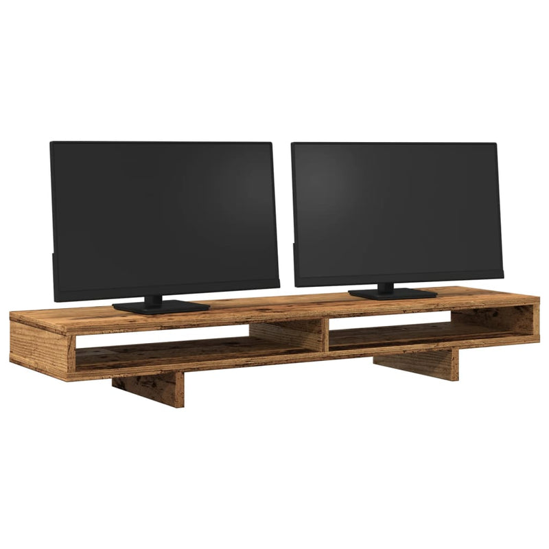 Load image into Gallery viewer, Vidaxl monitorstandaard 100x27x15 cm bewerkt hout oud houtkleurig
