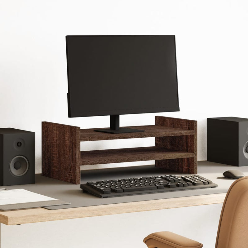 Load image into Gallery viewer, Vidaxl monitorstandaard 50x27x20 cm bewerkt hout bruin eikenkleurig
