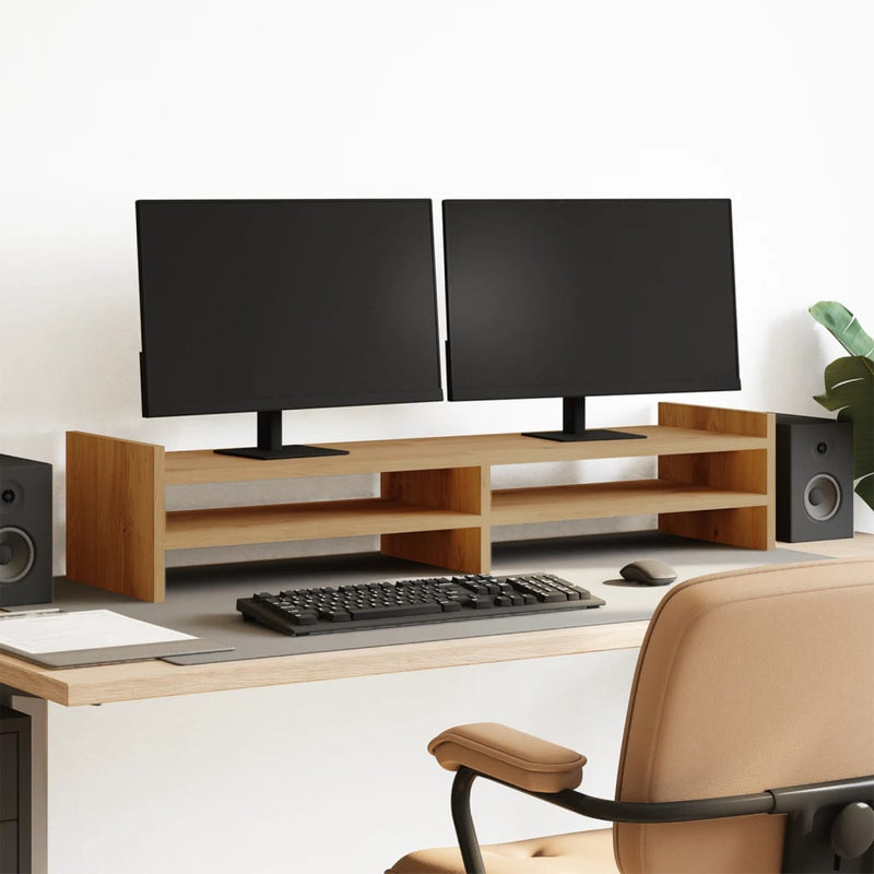 Load image into Gallery viewer, Vidaxl monitorstandaard 100x27x20 cm bewerkt hout artisanaal eiken
