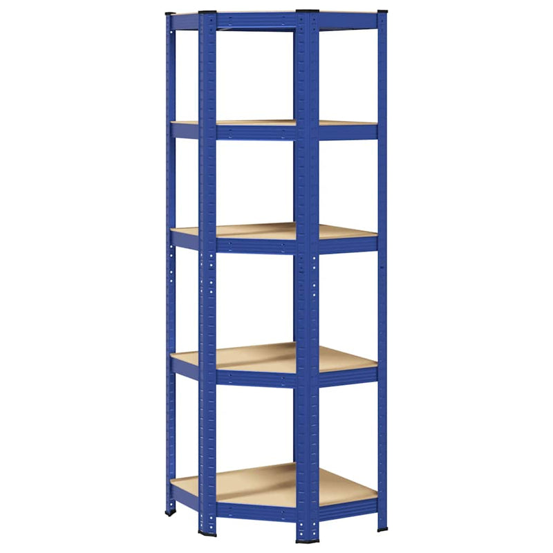 Load image into Gallery viewer, Vidaxl hoekrek 5-laags staal en bewerkt hout blauw
