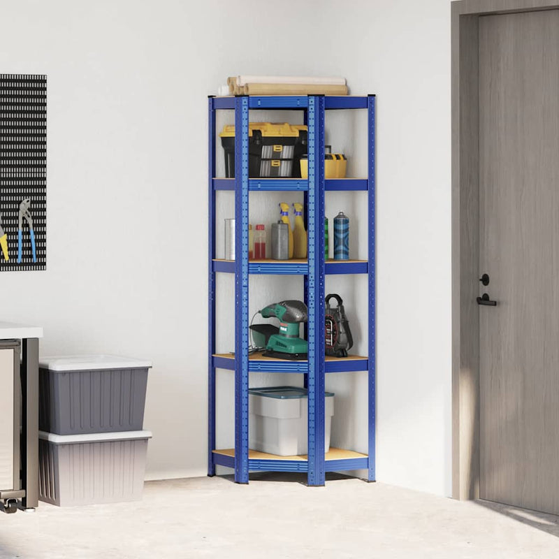 Load image into Gallery viewer, Vidaxl hoekrek 5-laags staal en bewerkt hout blauw
