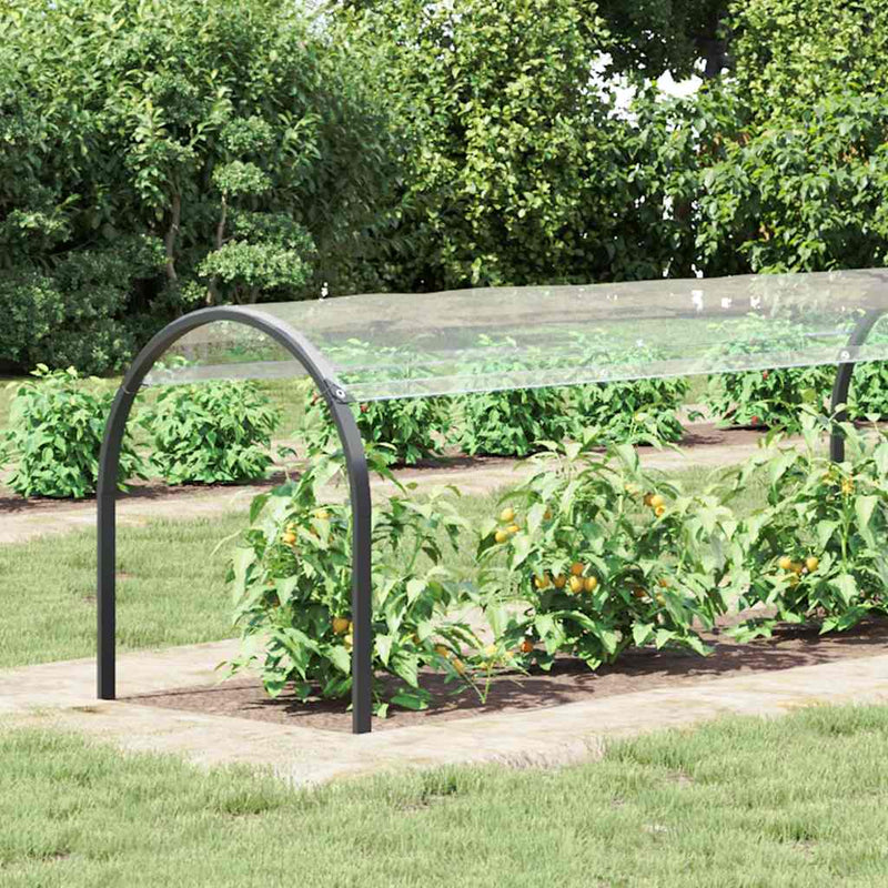 Chargez l'image dans la visionneuse de la galerie, Vidaxl plantenafdekking met zeilringen 1x8 m pvc
