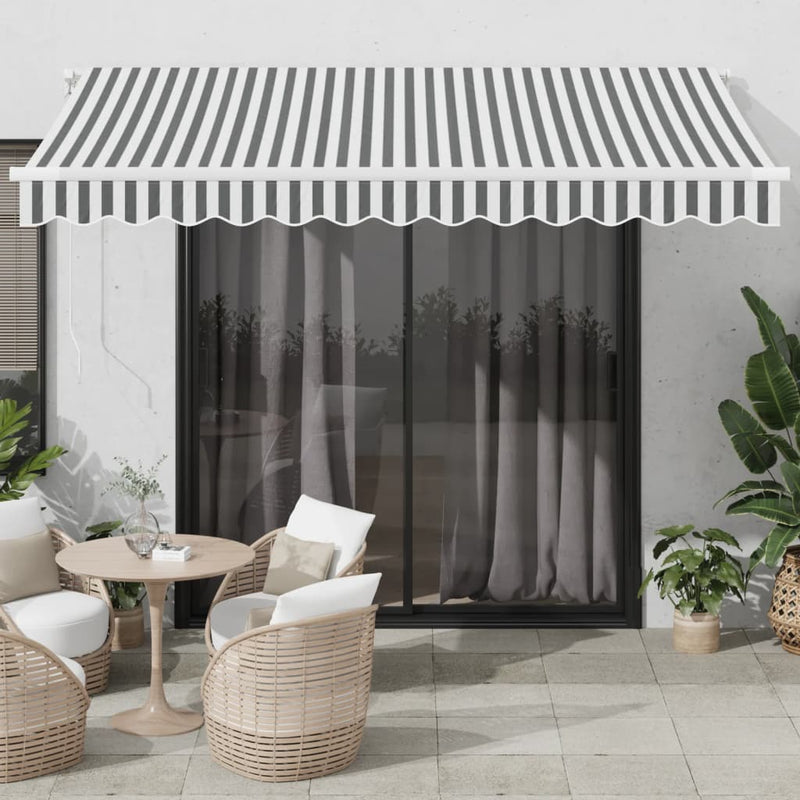 Load image into Gallery viewer, Vidaxl luifel automatisch uittrekbaar 350x250 cm antracietkleur en wit

