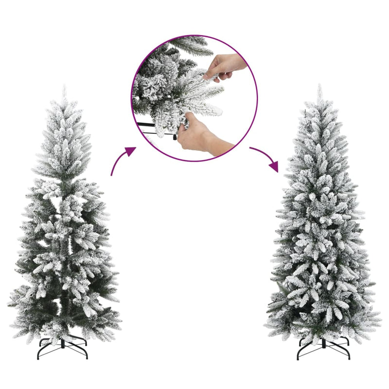 Load image into Gallery viewer, Vidaxl kunstkerstboom met sneeuw smal 150 cm pvc en pe
