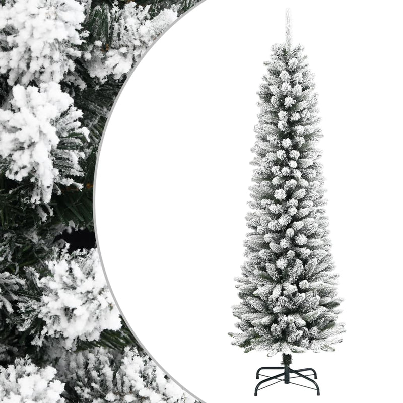 Load image into Gallery viewer, Vidaxl kunstkerstboom met sneeuw smal 210 cm pvc en pe
