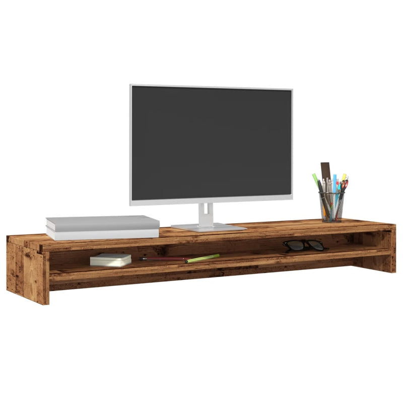 Load image into Gallery viewer, Vidaxl monitorstandaard 100x24x13 cm bewerkt hout oud houtkleurig
