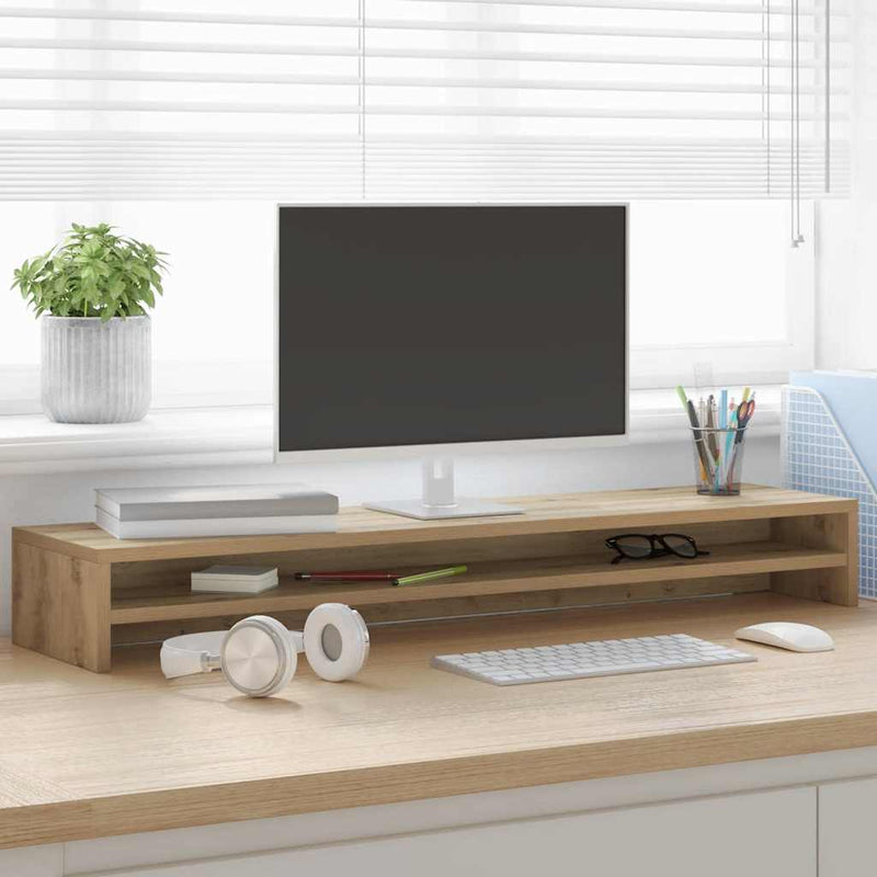 Afbeelding laden in galerijviewer, Vidaxl monitorstandaard artisan eikenhout 100x24x13 cm
