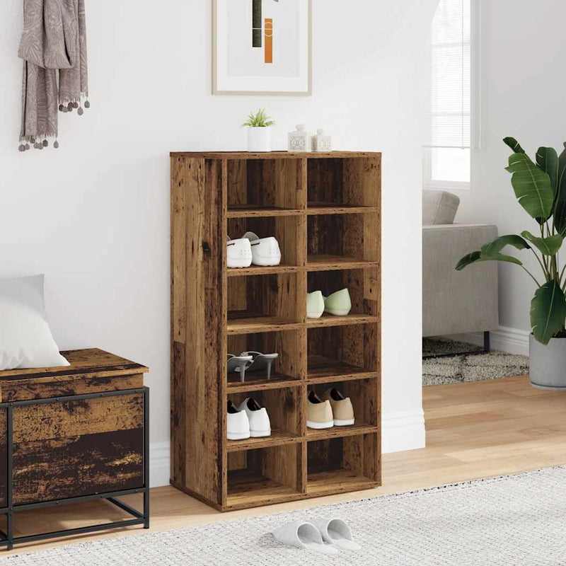 Load image into Gallery viewer, Vidaxl schoenenrek 54x34x100,5 cm bewerkt hout oud houtkleurig
