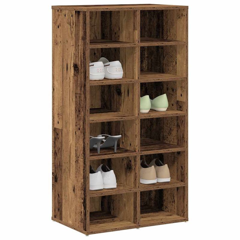 Load image into Gallery viewer, Vidaxl schoenenrek 54x34x100,5 cm bewerkt hout oud houtkleurig
