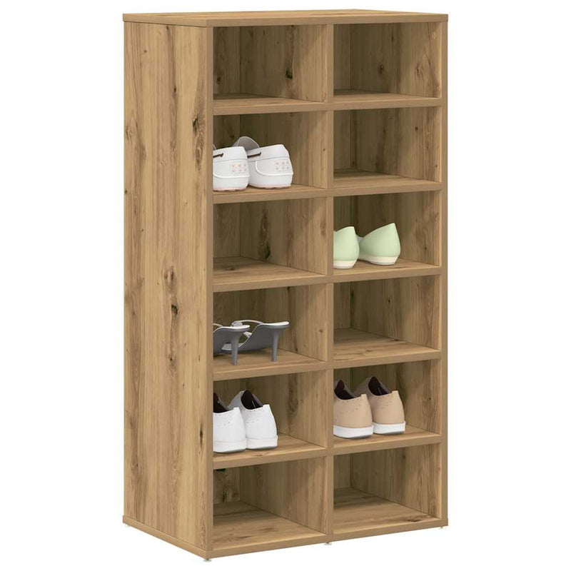 Load image into Gallery viewer, Vidaxl schoenenrek 54x34x100,5 cm bewerkt hout artisanaal eikenkleur
