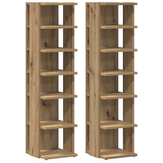 Vidaxl schoenenkasten 2 st 28x27x102 cm bewerkt hout artisanaal eiken
