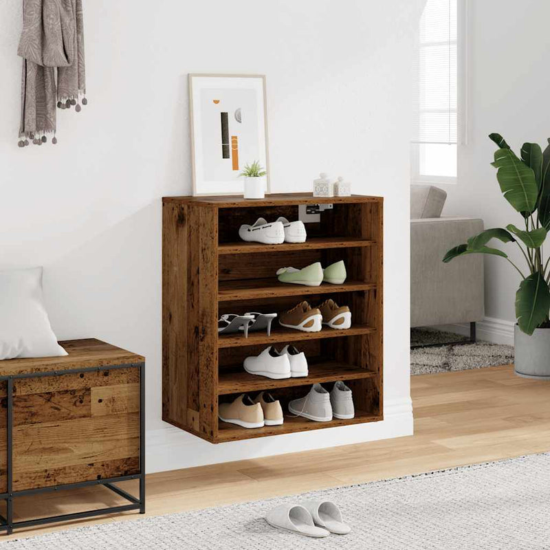 Load image into Gallery viewer, Vidaxl schoenenkast 60x35x70 cm bewerkt hout oud houtkleurig

