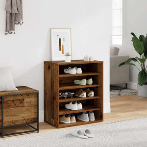 Vidaxl schoenenkast 60x35x70 cm bewerkt hout oud houtkleurig
