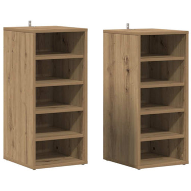 Vidaxl schoenenkasten 2 st 32x35x70 cm bewerkt hout artisanaal eiken