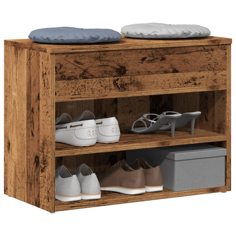Load image into Gallery viewer, Vidaxl schoenenbank 60x30x45 cm bewerkt hout oud houtkleurig

