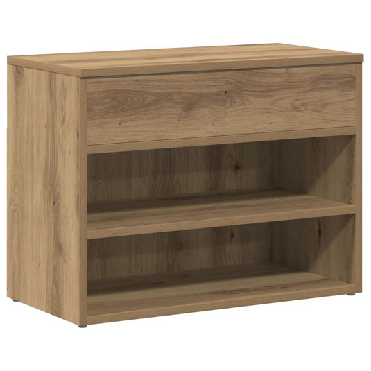 Vidaxl schoenenbankje 60x30x45 cm bewerkt hout artisanaal eikenkleur