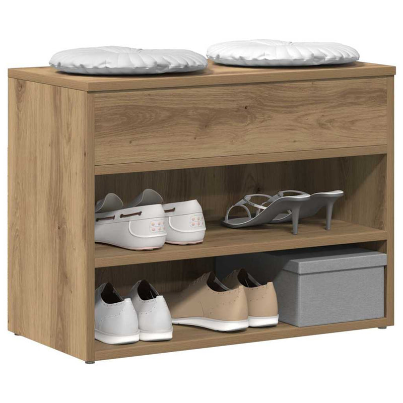 Load image into Gallery viewer, Vidaxl schoenenbankje 60x30x45 cm bewerkt hout artisanaal eikenkleur
