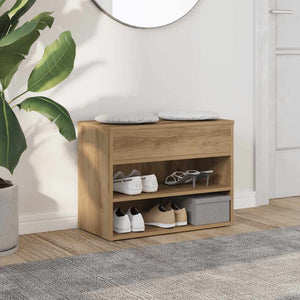 Vidaxl schoenenbankje 60x30x45 cm bewerkt hout artisanaal eikenkleur