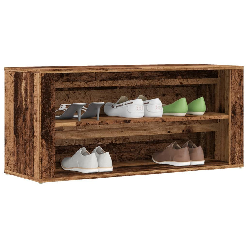 Load image into Gallery viewer, Vidaxl schoenenbank 100x35x45 cm bewerkt hout oud houtkleurig
