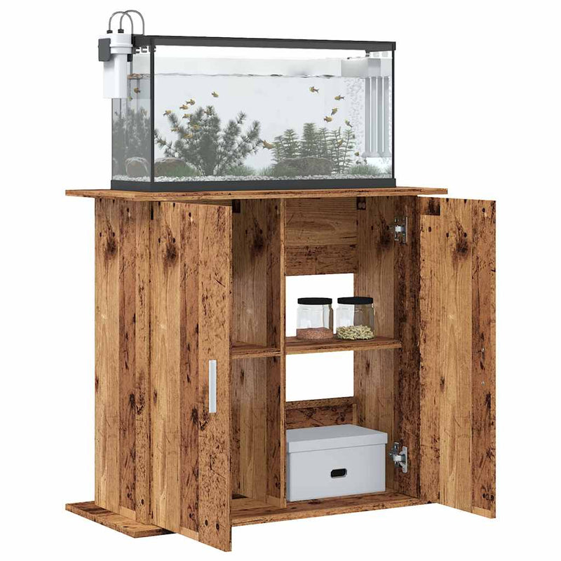 Afbeelding laden in galerijviewer, Vidaxl aquariumstandaard 81x36x73 cm bewerkt hout oud houtkleurig
