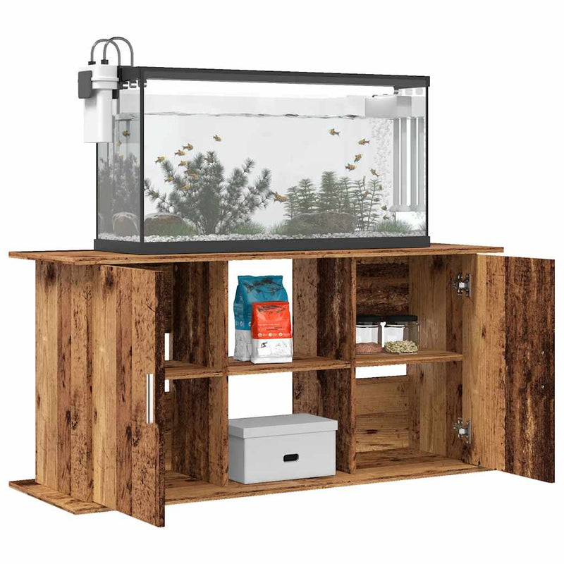 Afbeelding laden in galerijviewer, Vidaxl aquariumstandaard 121x41x58 cm bewerkt hout oud houtkleurig
