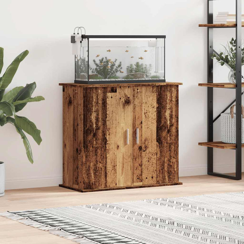 Load image into Gallery viewer, Vidaxl aquariumstandaard 81x36x73 cm bewerkt hout oud houtkleurig
