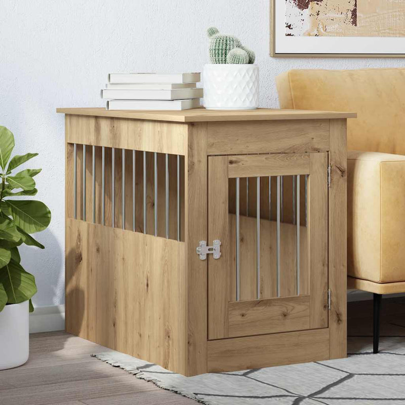 Load image into Gallery viewer, Vidaxl hondenbench 55x80x68 cm bewerkt hout artisanaal eikenkleurig
