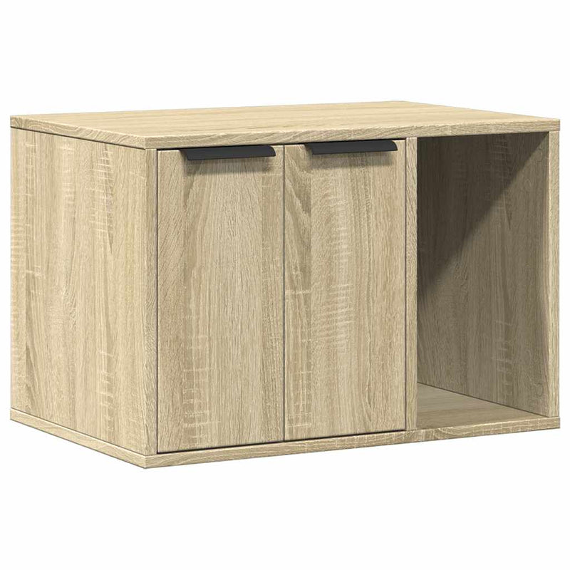 Afbeelding laden in galerijviewer, Vidaxl kattenbakkast 60x40x40 cm bewerkt hout sonoma eikenkleurig

