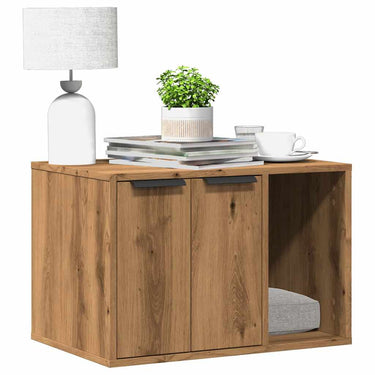 Vidaxl kattenbakkast 60x40x40 cm bewerkt hout artisanaal eikenkleurig