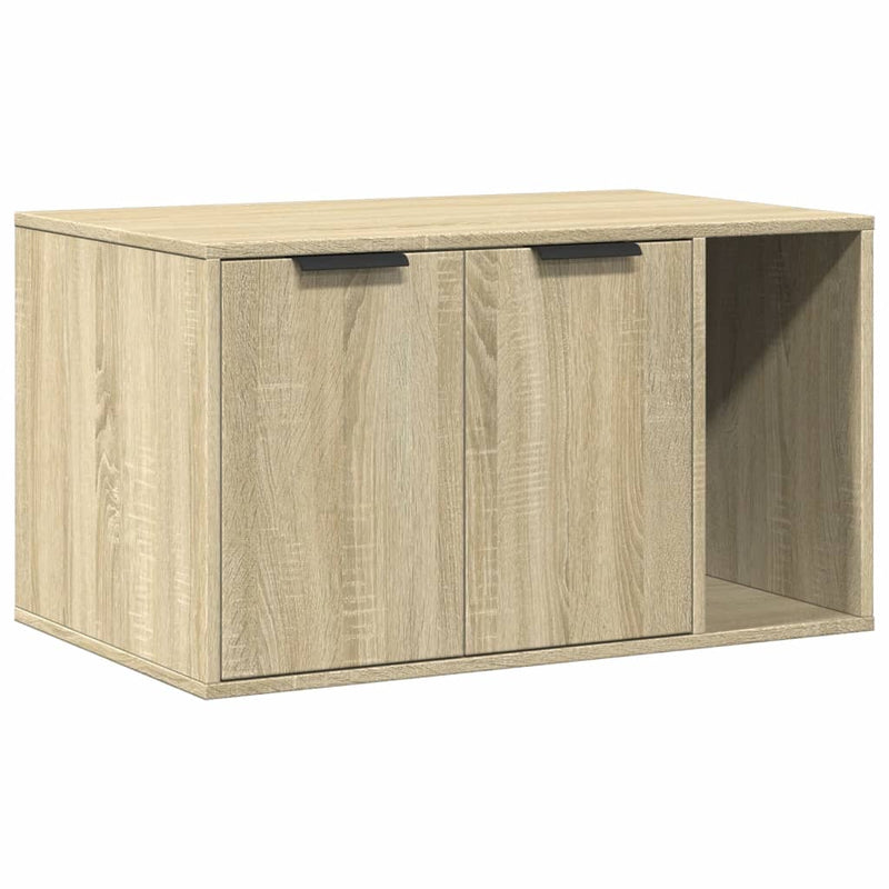 Afbeelding laden in galerijviewer, Vidaxl kattenbakkast 80x50x45 cm bewerkt hout sonoma eikenkleurig
