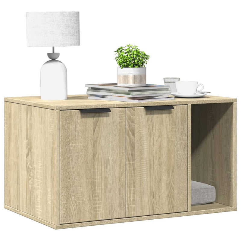 Afbeelding laden in galerijviewer, Vidaxl kattenbakkast 80x50x45 cm bewerkt hout sonoma eikenkleurig
