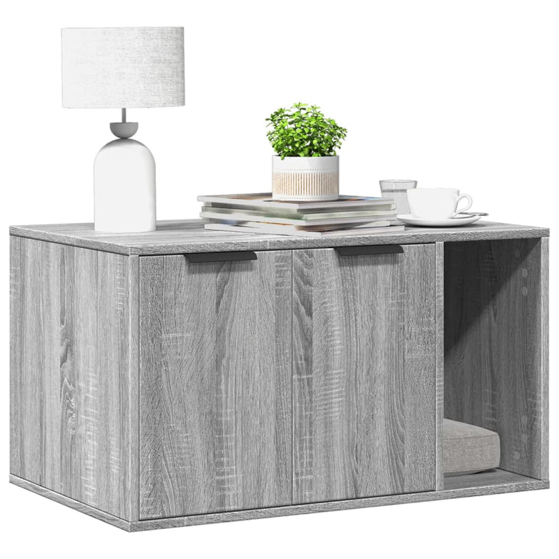 Afbeelding laden in galerijviewer, Vidaxl kattenbakkast 80x50x45 cm bewerkt hout grijs sonoma eikenkleur

