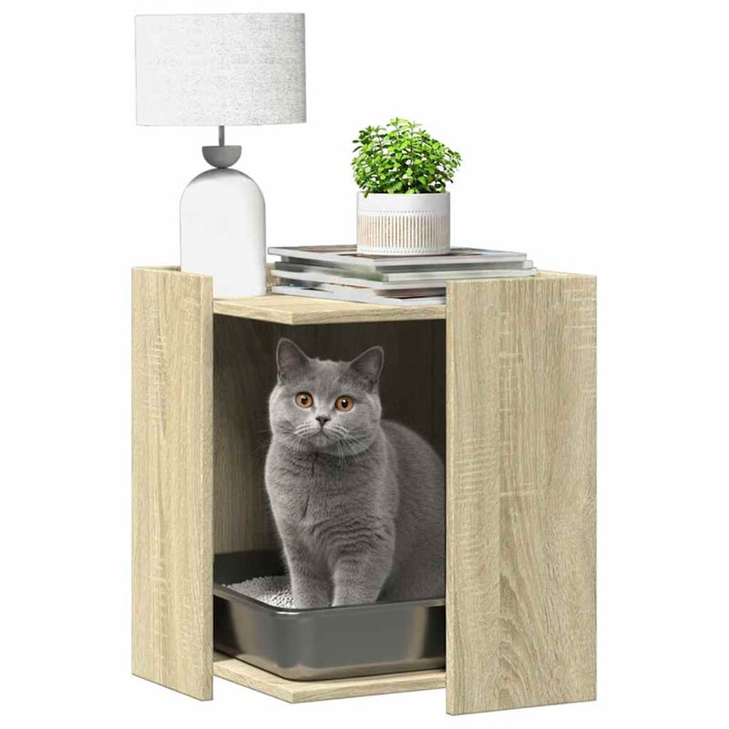Load image into Gallery viewer, Vidaxl kattenbakkast 42x42x51 cm bewerkt hout sonoma eikenkleurig
